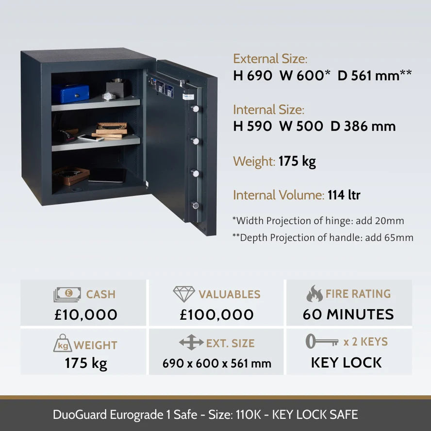 Chubbsafes DuoGuard Eurograde 1 High Security Key Lock Safe