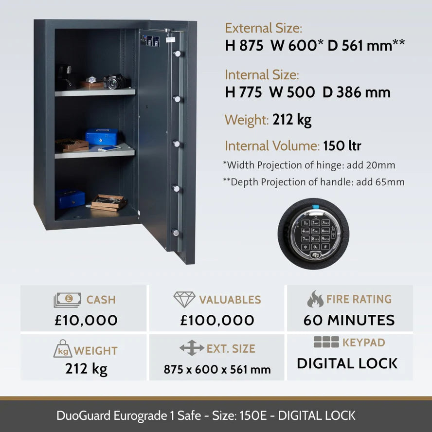 Chubbsafes DuoGuard Eurograde 1 High Security Electronic Lock Safe
