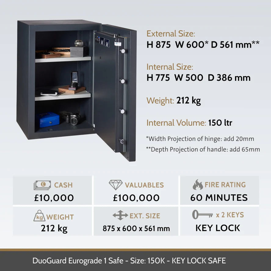 Chubbsafes DuoGuard Eurograde 1 High Security Key Lock Safe