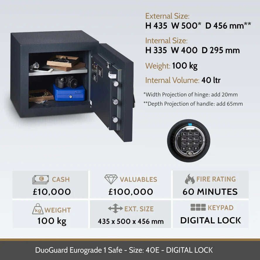 Chubbsafes DuoGuard Eurograde 1 High Security Electronic Lock Safe