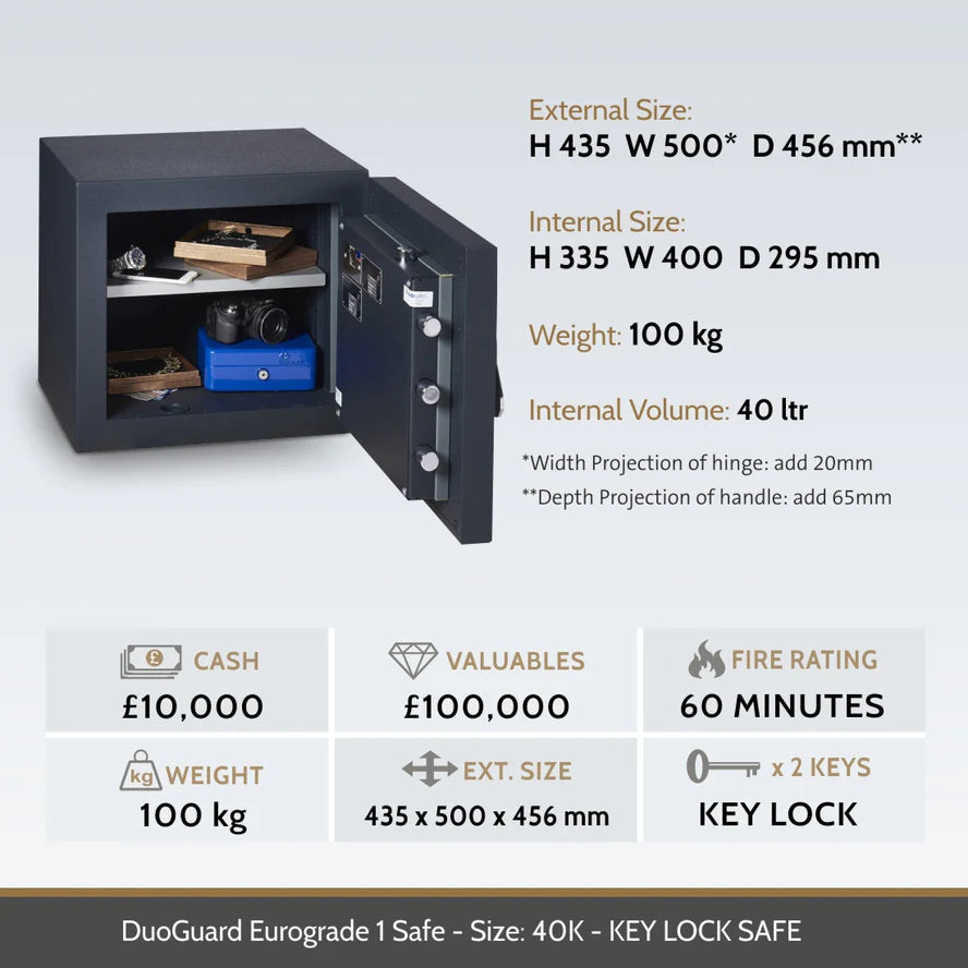 Chubbsafes DuoGuard Eurograde 1 High Security Key Lock Safe