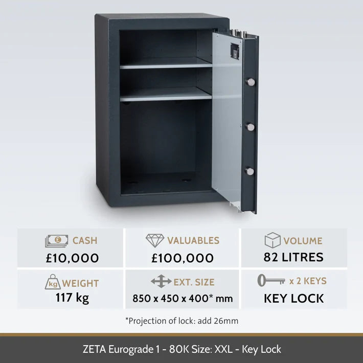 Chubbsafes Zeta Eurograde 1 Key Lock High Security Safe