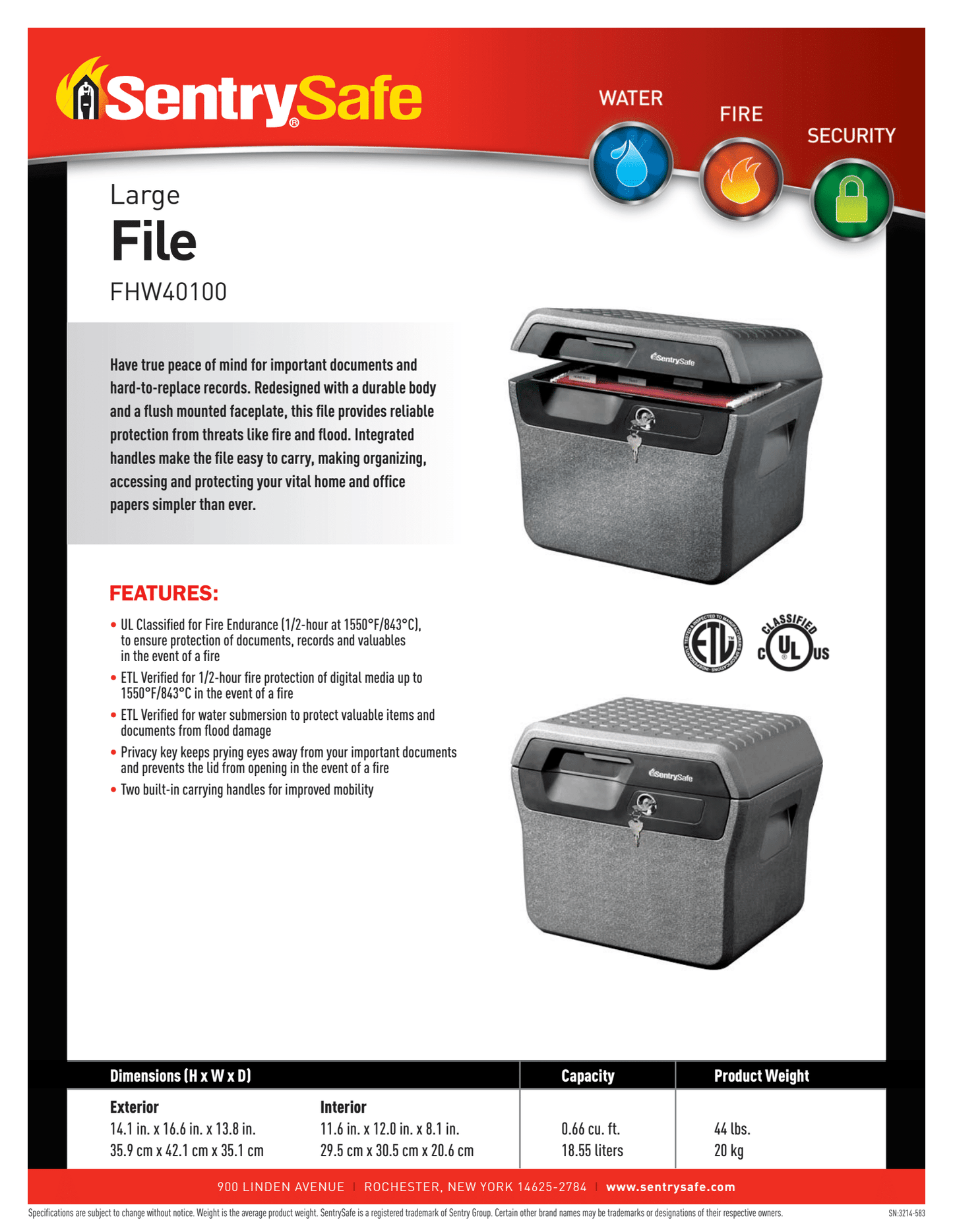 Sentry Safe FHW40100 - Safe Fortress