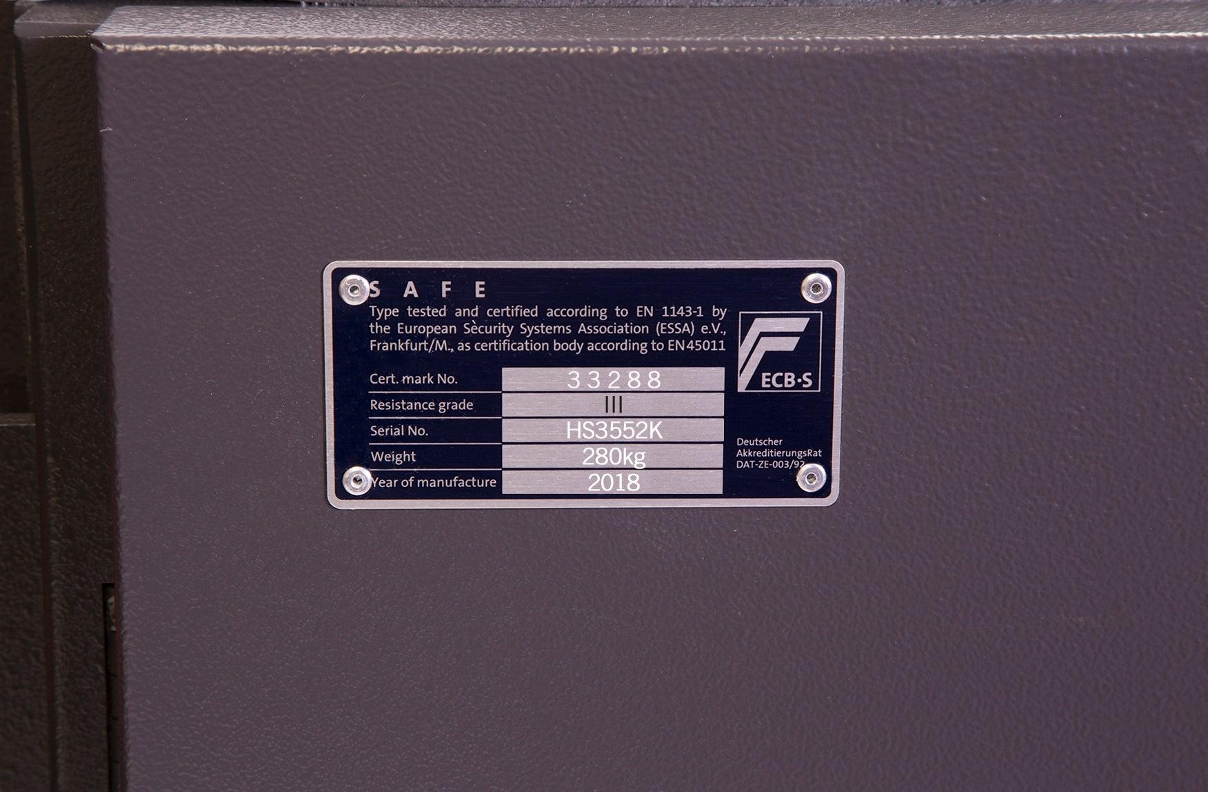 Phoenix Elara HS3552K Size 2 High Security Euro Grade 3 Safe with Key Lock - Safe Fortress