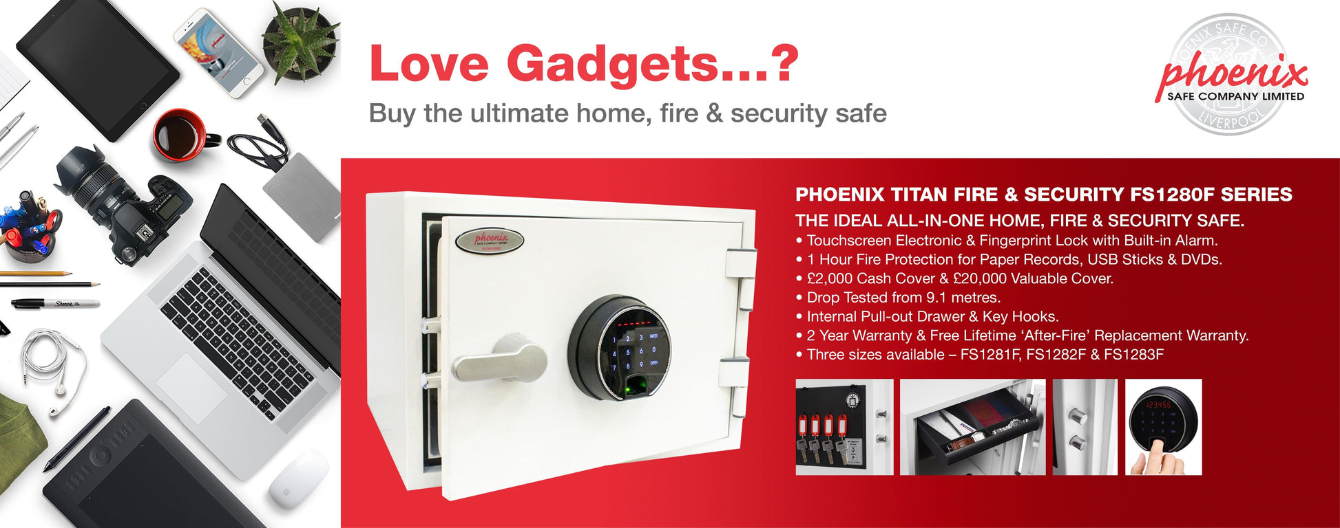 Phoenix Titan FS1281F Fingerprint Lock Fire Security Safe - Safe Fortress